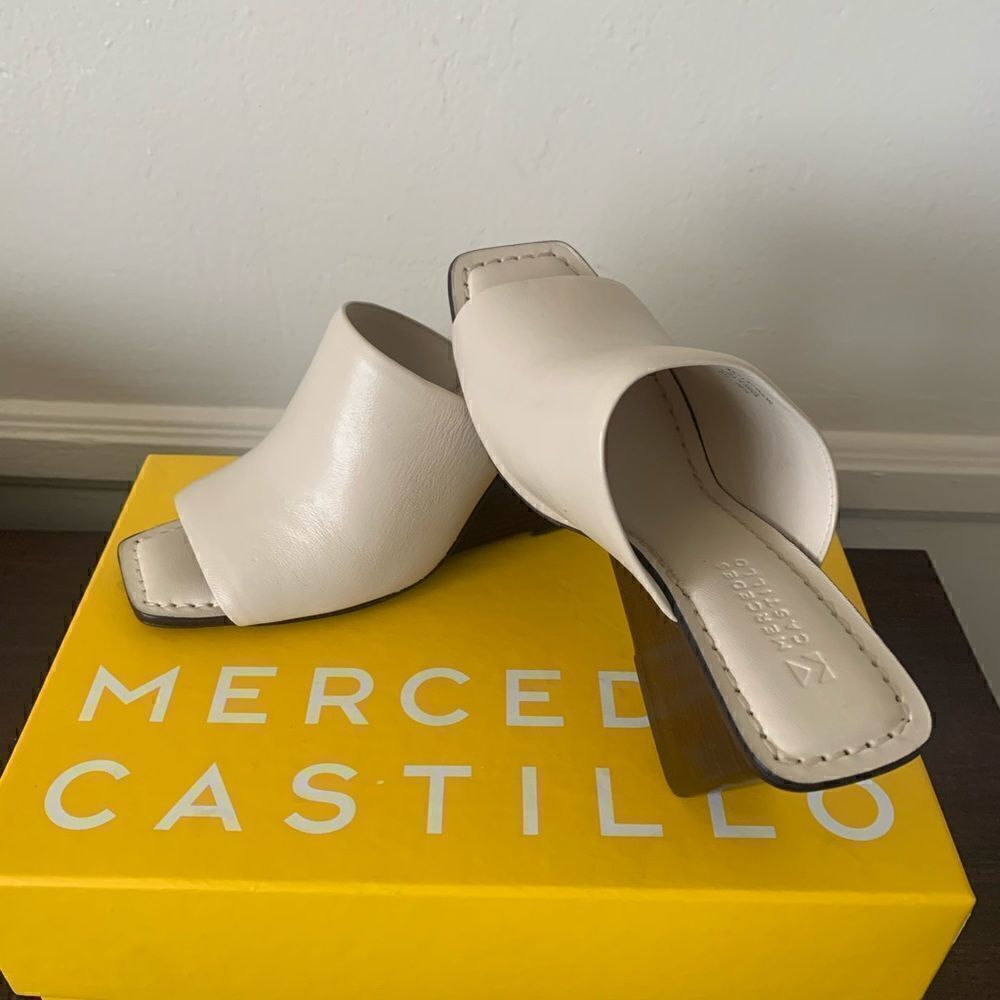 Mercedes Castillo Women’s top grain leather upper& lining wedge ivory sandal 6,5